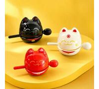 Shein 1/3 piezas Adorable Maneki Neko Mini Tocador de Suerte, Figura Decorativa de Gato que Atrae la Riqueza y la Suerte, Generador de Sonido de Tocador Por