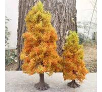 Shein 1/3 piezas Árboles de otoño simulados, 12-15cm, tronco marrón y hojas naranjas, creando un efecto de paisaje visual frondoso, agregando vitalidad natu