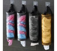 Shein 1/3 piezas Bolsa de almacenamiento de bolsas de basura montada en la pared, diseño de dispensador colgante sin taladro, organizador de bolsas de plást