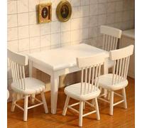 Shein 1/3 Piezas Juego de Mesa de Comedor Blanca Miniatura, 1 Mesa Redonda y 2 Sillas, Modelo de Muebles en Miniatura, Decoración de Escena de Dormitorio, M