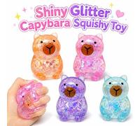 Shein 1/3 piezas Juguetes blandos de capibara lindos, bolas sensoriales de animales lindos rellenas de purpurina, capibaras brillantes de rebote lento, rega