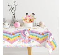 Shein 1/3 piezas Mantel desechable de plástico con patrón de unicornio arcoíris de 130*220cm, cubierta de mesa, decoración de fiesta de baby shower, fiesta