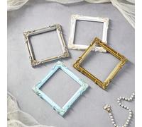 Shein 1/3 piezas Marco de fotos cuadrado floral 3D vintage, material de resina DIY, opciones de varios colores, adecuado para accesorios de fotografía, deco