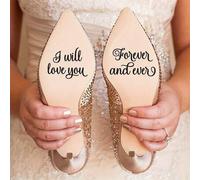 Shein 1/3 Piezas Pegatinas decorativas para zapatos de boda, "Yo lo haré, Tú también", "Esposa de por vida", "Te amaré por siempre y para siempre", Decoraci
