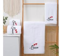 Shein 1/3 piezas Toalla de baño o paño de lavado bordado con la palabra "Reina" en color liso, de vuelta al colegio para salón de belleza, hogar y baño