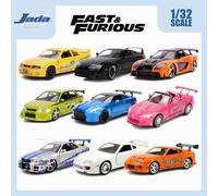 Shein 1:32 Escala "Fast & Furious" Modelo de coche de metal fundido, Ruedas móviles realistas, Puertas abatibles, Neumáticos de goma, Coleccionable para adu