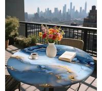 Shein 1/36 piezas Mantel redondo de 48 in/54 in con estampado digital de patrón de mármol estilo nórdico moderno bohemio, mantel elástico para protección, r