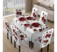 Shein 1/4/5/6/7/36 piezas Fundas de silla Serie floral roja simple impresa / Juego de fundas de silla, adecuado para decoración moderna diaria en interiores