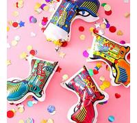 Shein 1/4/6 unidades Lanzadores de confeti de papel de colores - Decoraciones de fiesta de plástico PET multicolor con patrones de estrellas, corazones y "¡