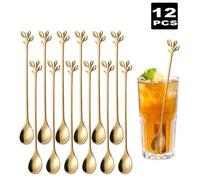 Shein 1/4/8/12 piezas Cucharas de acero inoxidable para té con hielo, cucharas removedoras de cócteles largas, aptas para el hogar, la cocina, el restaurant