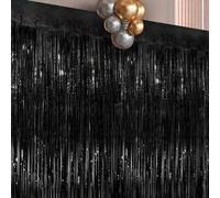 Shein 1/4 Paquete de Cortina de ducha de plástico negro para fiesta de Halloween, Guirnalda de flecos de color de contraste con tema de Halloween, ideal par