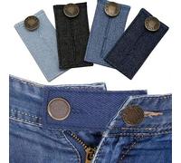 Shein 1/4 piezas Extensor de cinturilla de jeans, gancho extensor de pantalones, hebilla de cinturilla elástica y ajustable, gancho extensor de cinturón, ac