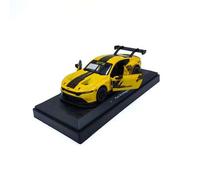 Shein 1:42 Ford Mustang GT3 (Edición Livery) Azul Profundo/Amarillo Modelo de Coche de Aleación Fundida, Deslizamiento Suave, Puertas Abiertas, Pintura Deta