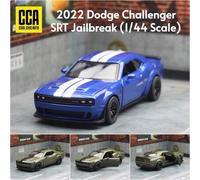 Shein 1:44 Dodge Challenger de aleación - Verde militar/Azul plateado, Carrocería de aleación, Puertas laterales abribles, Función de tracción trasera, Arte