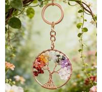 Shein 1/5/10/15/20/50/100 piezas Llavero del árbol de la vida tejido con alambre metálico de colores múltiples, adecuado para uso diario o como regalo para