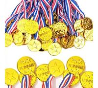 Shein 1/5/10/20/30 piezas Medallas de premio de ganador de plástico dorado al por mayor para deportes, regreso a la escuela, competencias de juegos, recuerd