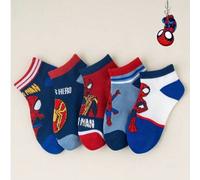 Shein 1/5/10 pares de calcetines cortos de estilo de dibujos animados, transpirables y absorbentes del sudor, para niños de Marvel Hero, para uso diario/fie