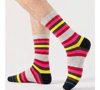 Shein 1/5/10 pares de calcetines de media caña para hombre con diseño retro de bloques de color y rayas, calcetines holgados personalizados de nicho con ray