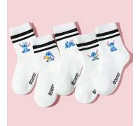 Shein 1/5/10 pares de calcetines para niñas/niños con diseños de personajes de Disney, patrones lindos de perros alienígenas, suaves y cómodos, que absorben