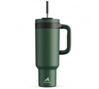 Shein 1,5 L / 50 oz Vaso térmico aislado con asa, tapa con pajita/bebida, a prueba de fugas, apto para lavavajillas, taza de viaje térmica de acero inoxidab