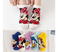Shein 1/5 pares de calcetines náuticos de verano de la edición brillante de personajes de Disney Minnie, Mickey, Daisy, Donald Duck, lindos y versátiles, de