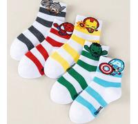 Shein 1/5 pares de calcetines para niños con diseño de superhéroes de Marvel como Spider-Man y Thor. Calcetines con volantes, regalo de Pascua, con diseño d
