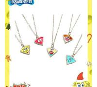 Shein 1/5 Pieza Collar de Pizza de Bob Esponja, un regalo de aleación único, lindo y de alto valor, adecuado para parejas y mejores amigos, es la mejor deco