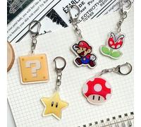Shein 1/5 PIEZAS de accesorios de anime y juegos, llaveros acrílicos de Super Mario, bolsas de pareja, colgantes, llaveros al por mayor, bolsas de Super Mar