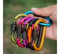 Shein 1/5 piezas Mosquetón con forma de D y cierre de colores aleatorios para camping, senderismo y aventuras al aire libre - Aluminio resistente de 8 cm co