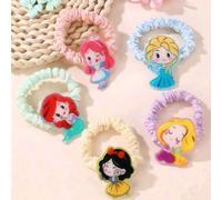 Shein 1/5 piezas Scrunchies de colores de Princesa Elsa, Princesa Sirena y Princesa de Arena Blanca de Disney, accesorios de pelo dulces para niñas, primave