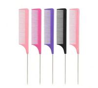 Shein 1/5 Piezas/Set de Peine de Cola de Acero de Color Mixto, Peine Profesional para Peinado, Resistente al Calor, Antiestático para Esponjado, Adecuado p