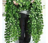 Shein 1/6/12/24 piezas Guirnalda de hiedra artificial de 2,1 m Hojas verdes colgantes Planta de hojas Guirnalda Hogar Jardín Disfraz de hiedra venenosa, Pla