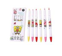 Shein 1/6/12 piezas Bolígrafos neutros con diseño de Bob Esponja en caja, bolígrafos de gel negro de 0.5mm con diseños de Bob Esponja, Patricio y Sr. Cangre