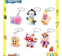 Shein 1/6 piezas Llavero colgante de Esponja Bob Calzones Cuadrados Nuevo Estrella de Pastel de Esponja Bob, Pulpo de goma suave, Cangrejo hermano, Jefe, Co