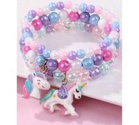 Shein 1/6 piezas Set de pulseras de cuentas acrílicas aleatorias y coloridas Elastic de resina para niñas, adecuado para regalo de joyería diaria