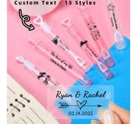 Shein 1/60/100 piezas Etiquetas personalizadas con nombre, pegatinas transparentes e impermeables con tema de boda, diseño de patrón de pareja de boda en tu
