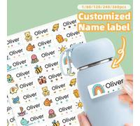 Shein 1/60/120/240/480 piezas Pegatinas de texto personalizables, pegatinas de PVC personalizadas a prueba de agua y aceite, adecuadas para botellas de agua