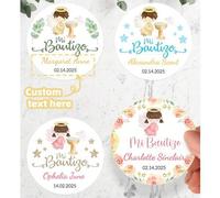 Shein 1/60/120 piezas Pegatinas de vinilo impermeables con tema de bautizo español - Diseño de hojas de eucalipto dorado y verde, adecuado para envolver reg