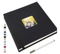 Shein 1 Álbum Autoadhesivo De 28x27cm Con Ventana, 40 Libros De Recortes De Lino De Doble Cara + Bolígrafos Metálicos, Adecuado Para Hacer Álbumes De Aniver
