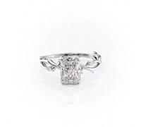 Shein 1 anillo simple de alta calidad para mujer, anillo de brazo minimalista de rama enrollada, 2.4g de plata esterlina S925, piedra de Moissanite rectangu