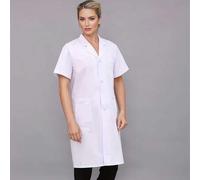 Shein 1 Bata de laboratorio de ajuste a medida, chaqueta de trabajo de manga larga profesional de fibra de poliéster para médicos y enfermeras, abrigo exter