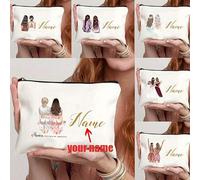 Shein 1 bolsa de maquillaje impresa con diseño de novia y dama de honor, personalizable con su nombre o insignia, perfecta para despedidas de soltera, regal