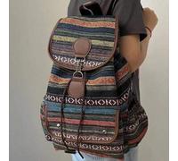 Shein 1 bolso escolar con cordón retro de gran capacidad para mujer/hombre, con diseño de bloques de color y estampado de paisley, ligero y con adorno de me