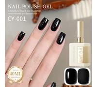 Shein 1 Botella de 40ml de Esmalte de Uñas en Gel Negro, Esmalte de Uñas en Gel Semipermatente, Esmalte de Uñas en Gel Removible UV LED, Suministros para Ar