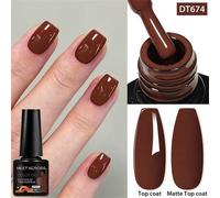 Shein 1 pieza Esmalte de uñas en gel de 7.3ml color café, de larga duración, libre de plomo, sin HEMA ni TPO, gel UV semi-permanente que se retira con remoj