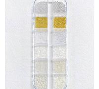 Shein 1 Caja/12 Rejillas de Cuentas de Acero y Perlas Blancas de Tamaño Mixto Decoraciones de Arte de Uñas DIY, Encantos de Uñas, Gemas de Uñas, Suministros