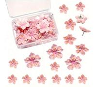 Shein 1 caja de 10 piezas/20 piezas/30 piezas de chinchetas con flores rosas decorativas - Chinchetas con flores de dibujos animados para tableros de corcho