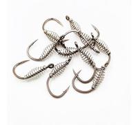 Shein 1 caja de 20 anzuelos de pesca de resorte de plata con púas, anzuelo simple de alta resistencia de tamaño 3#-13#