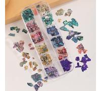 Shein 1 caja de fragmentos de concha para decoración de arte de uñas, dijes, gemas y suministros para uñas