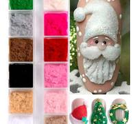 Shein 1 caja de purpurina esponjosa con tema navideño en colores negro, blanco, rojo y marrón, polvo de uñas aterciopelado holográfico para decoración de uñ